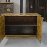 Roche Bobois low sideboard with 2 doors in maple burl Jean-Claude MAHEY 1970's