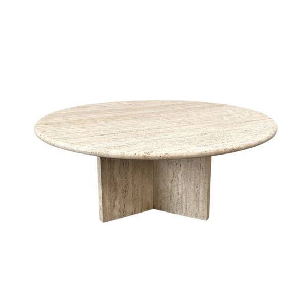 Round travertine coffee table, 1970s