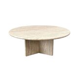 Round travertine coffee table, 1970s