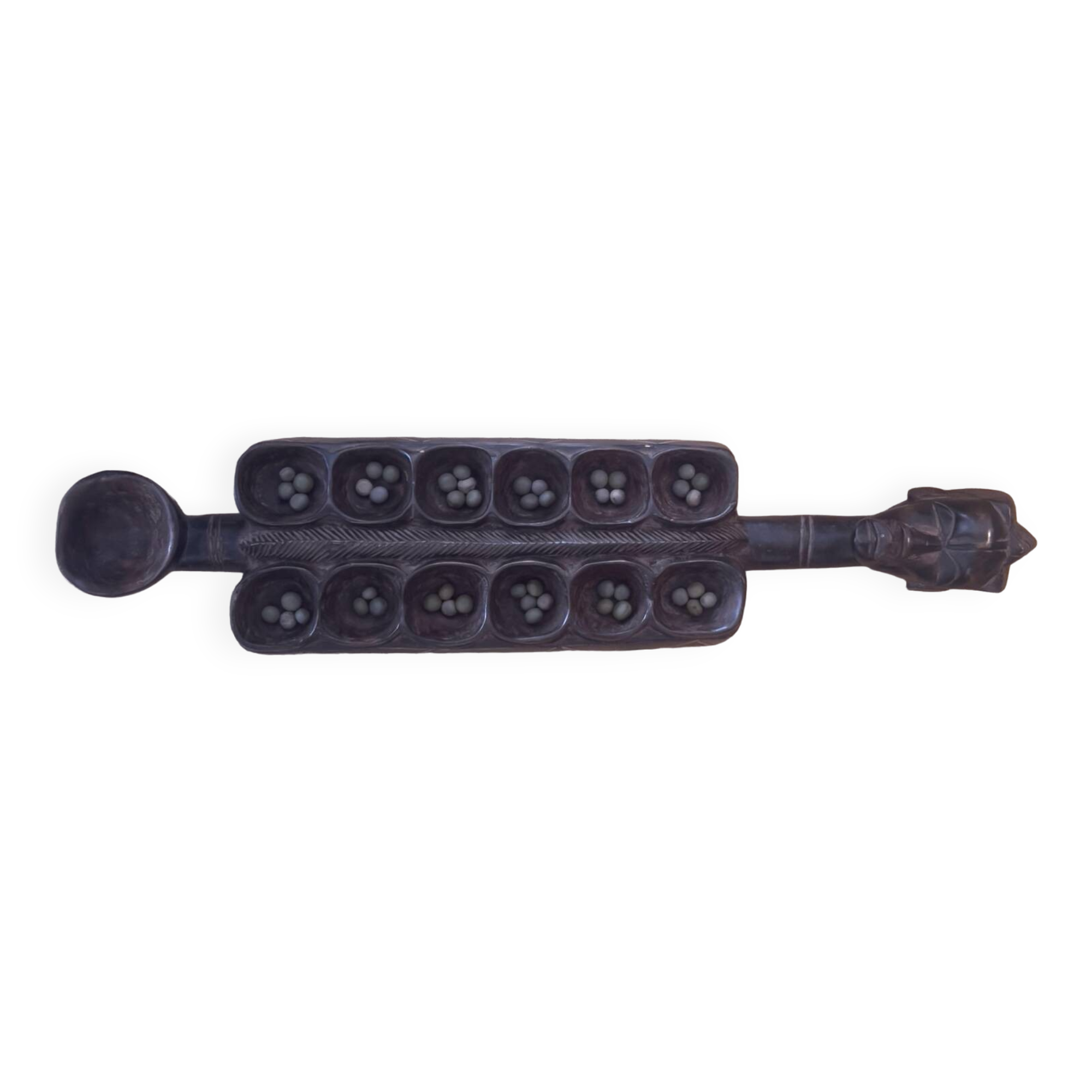 Large wooden Awale Baoule game (Burkina Faso)