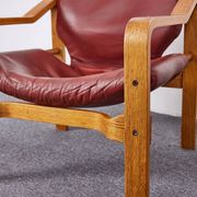 Vintage, Leather and Plywood Andy Armchairs by Janos Bodnar, Hungary, 1977, Set of 2