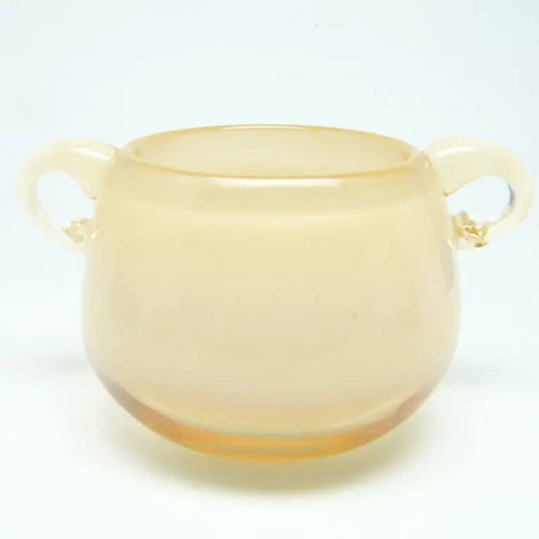 Mid-century modern vase, beige glass, designed by M. Jakubas, Poland, 1970s