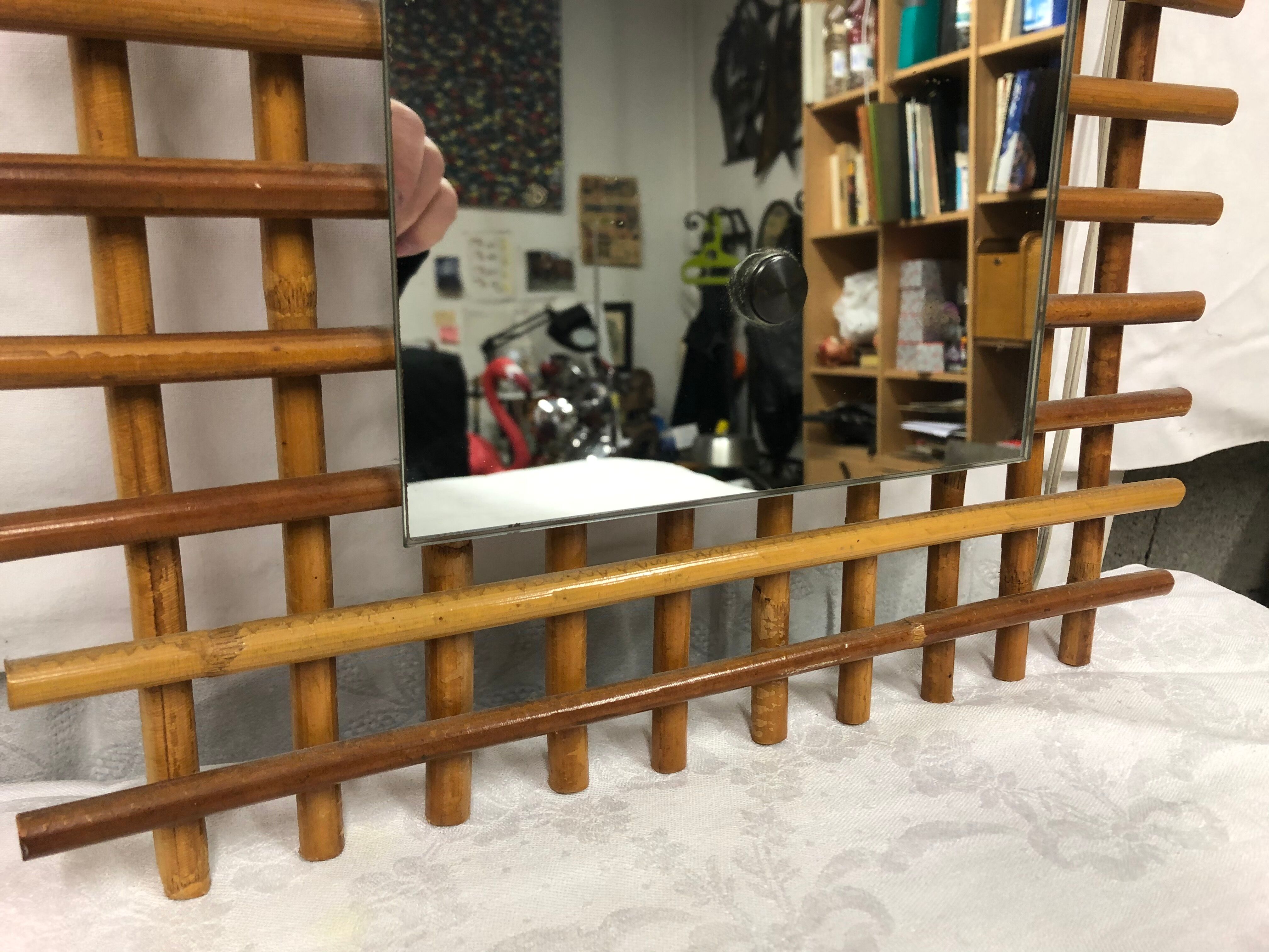 Vintage rattan mirror 1960