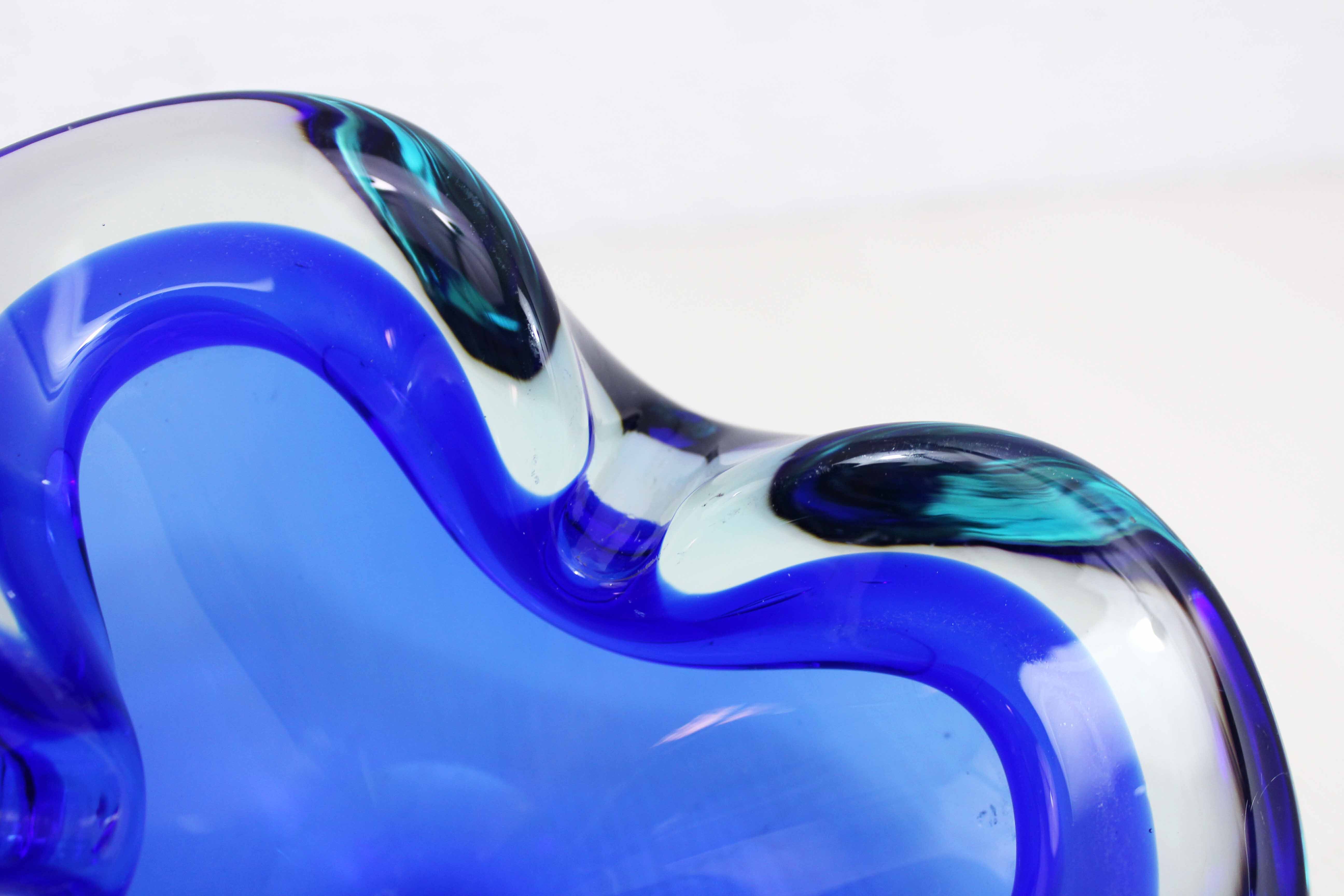 Blue Murano glass ashtray