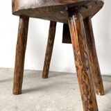 Set of three alpine chairs in solid pine, France, 1950s.