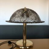 Large antique table lamp in glass and brass