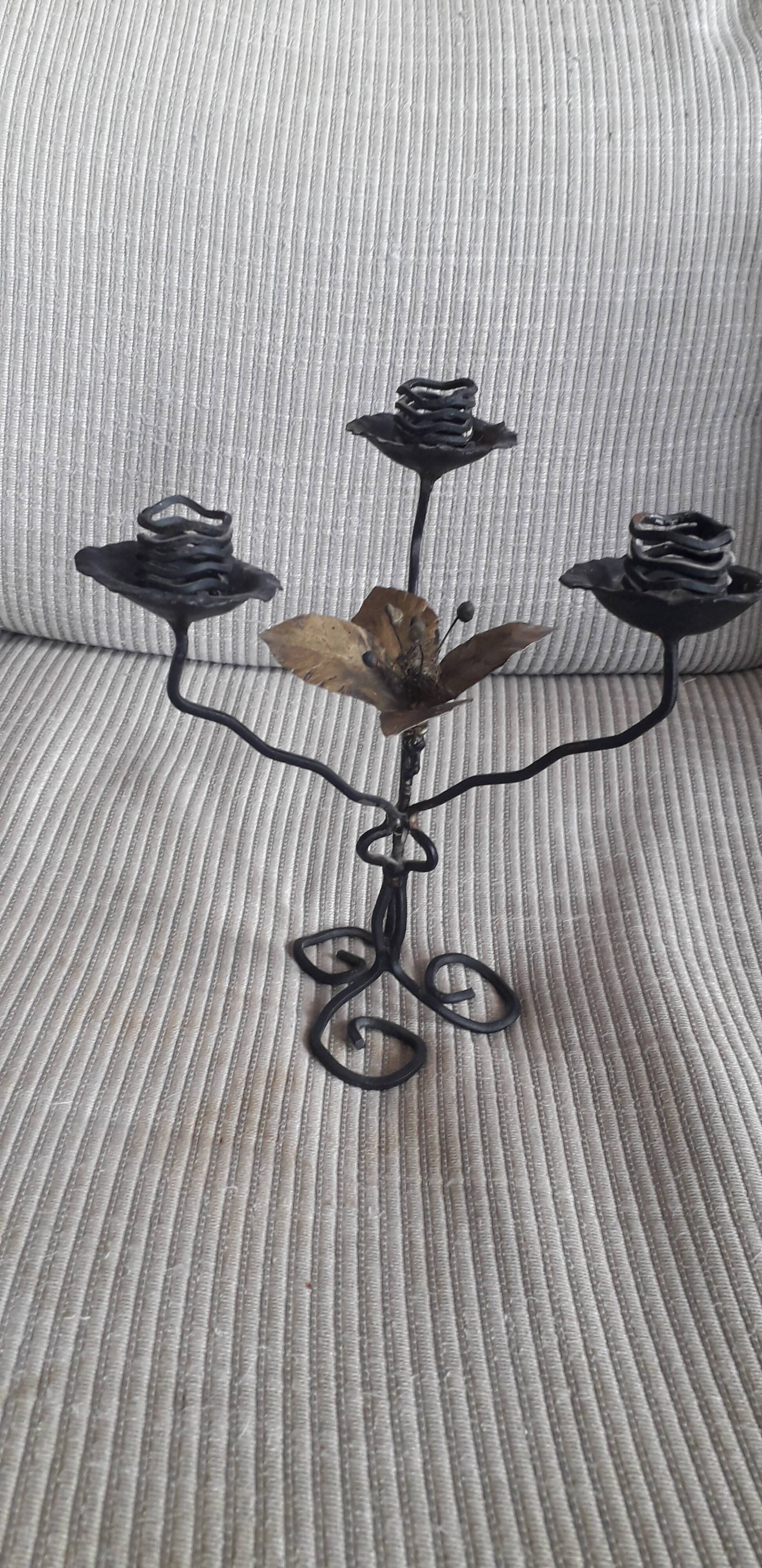 Vintage wrought iron candlestick