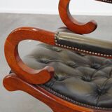 Green Cowhide Leather English Chesterfield Armchair