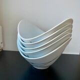 5 White and Silver Porcelain Bowls Made in France