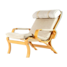 Easy lounge chair in modern curved wood fabric
