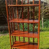 Library, vintage rattan shelves