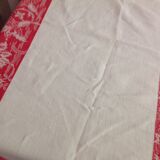 Red and white damask tablecloth