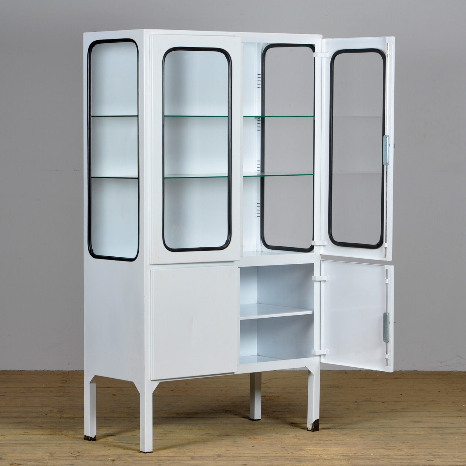 Glass & Iron Medical Cabinet, 1970s