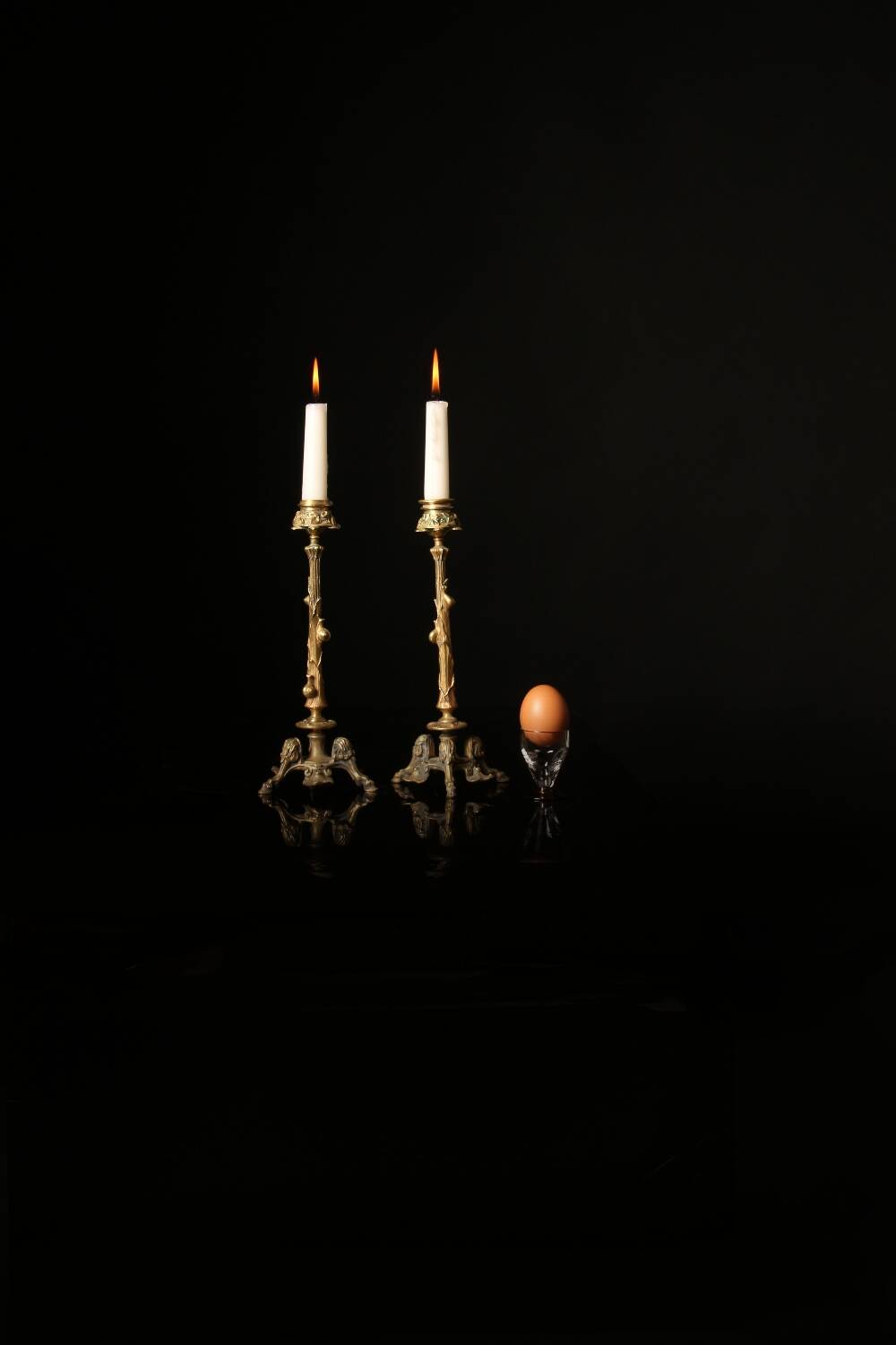 Pair of tripod candlesticks by Paul-Auguste Gagné (19th century)