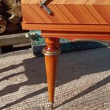 Pair of cherry wood marquetry bedside tables