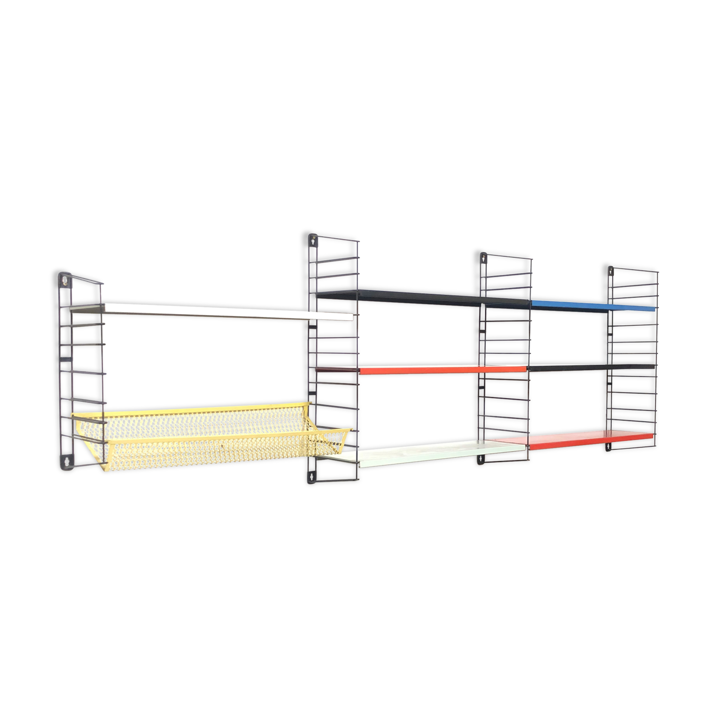 Vintage D. Dekker for Tomado Holland - Wall shelf with metal shelves