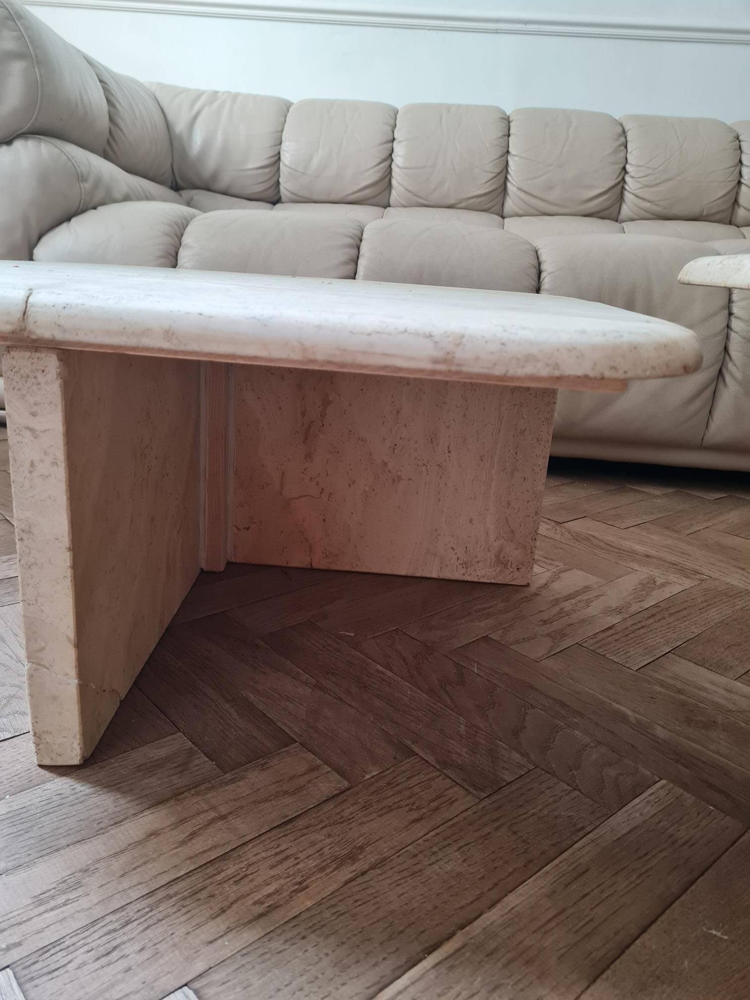 Pair of travertine nesting tables