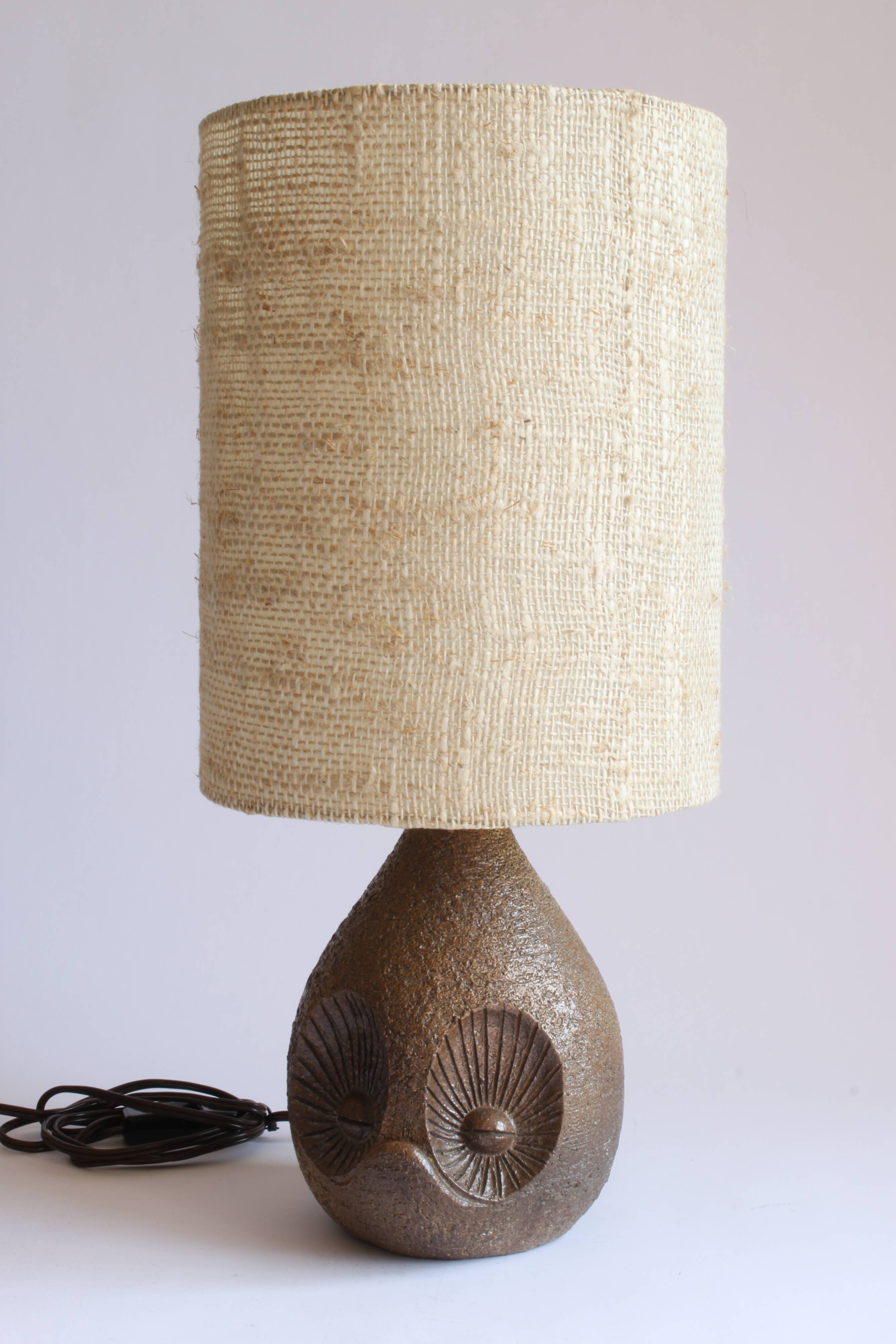 Lampe en céramique hibou de Marius Musarra pour Atelier Maby Jo’s, Vallauris France.