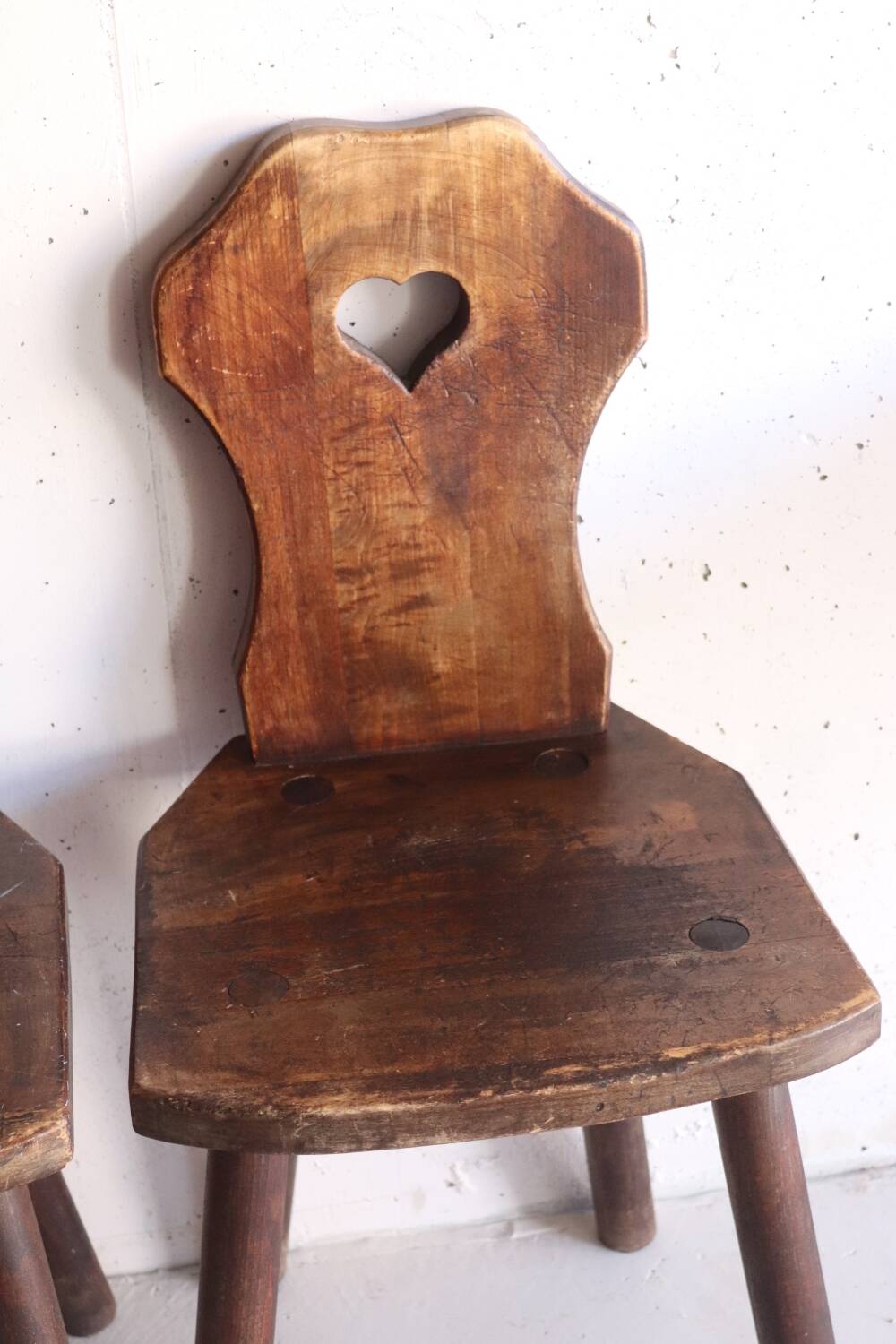 Pair of antique Alsatian wooden chairs