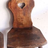 Pair of antique Alsatian wooden chairs