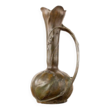 Art Nouveau vase in solid pewter with bronze patina by Louis Chalon 1910.