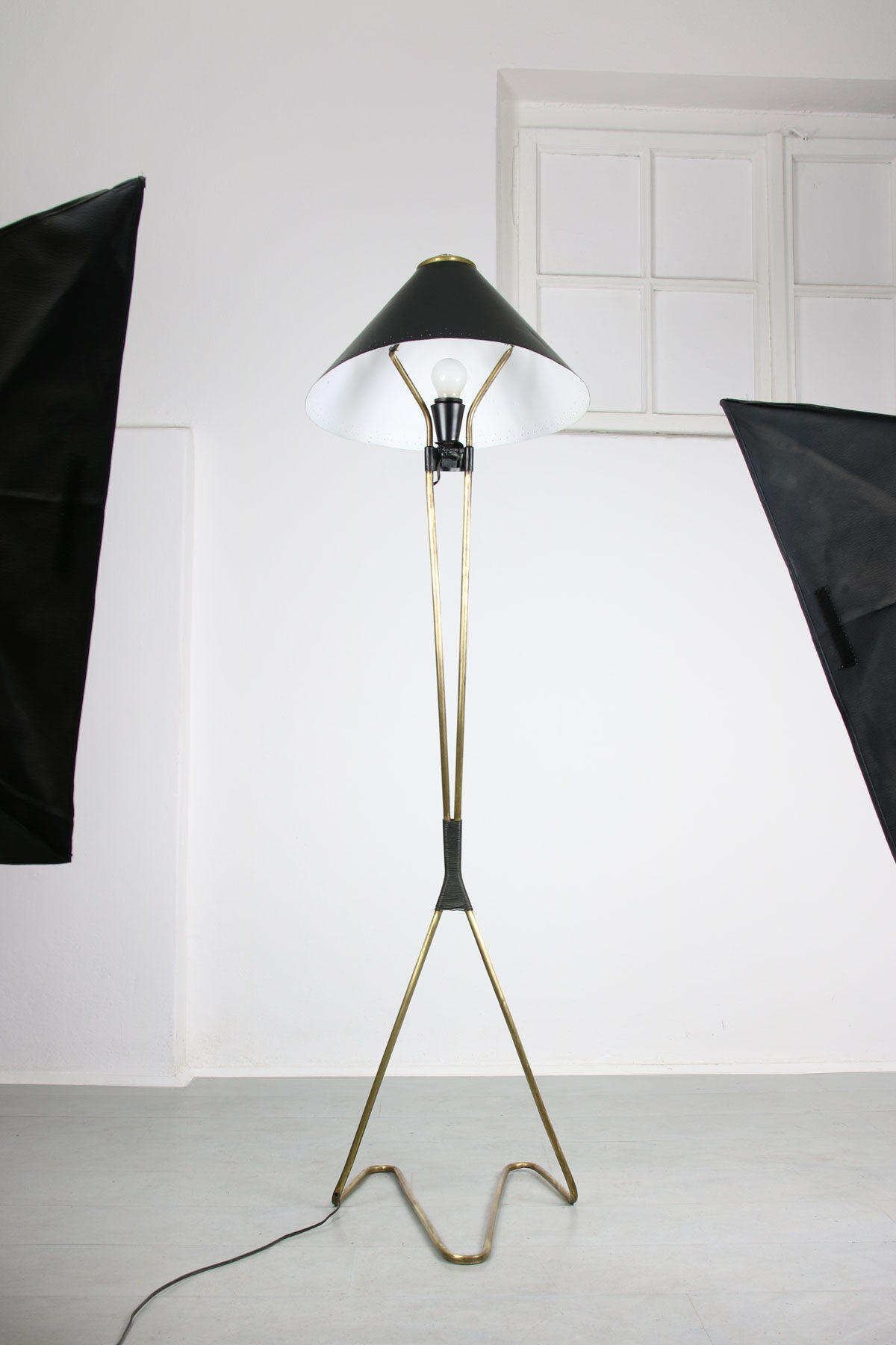 Mid-century brass floor lamp