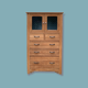 Buffet parisien vitré 1920 bois brut massif