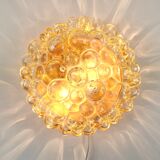 Amber bubble glass flush mount by helena tynell for limburg, germany, 1970s