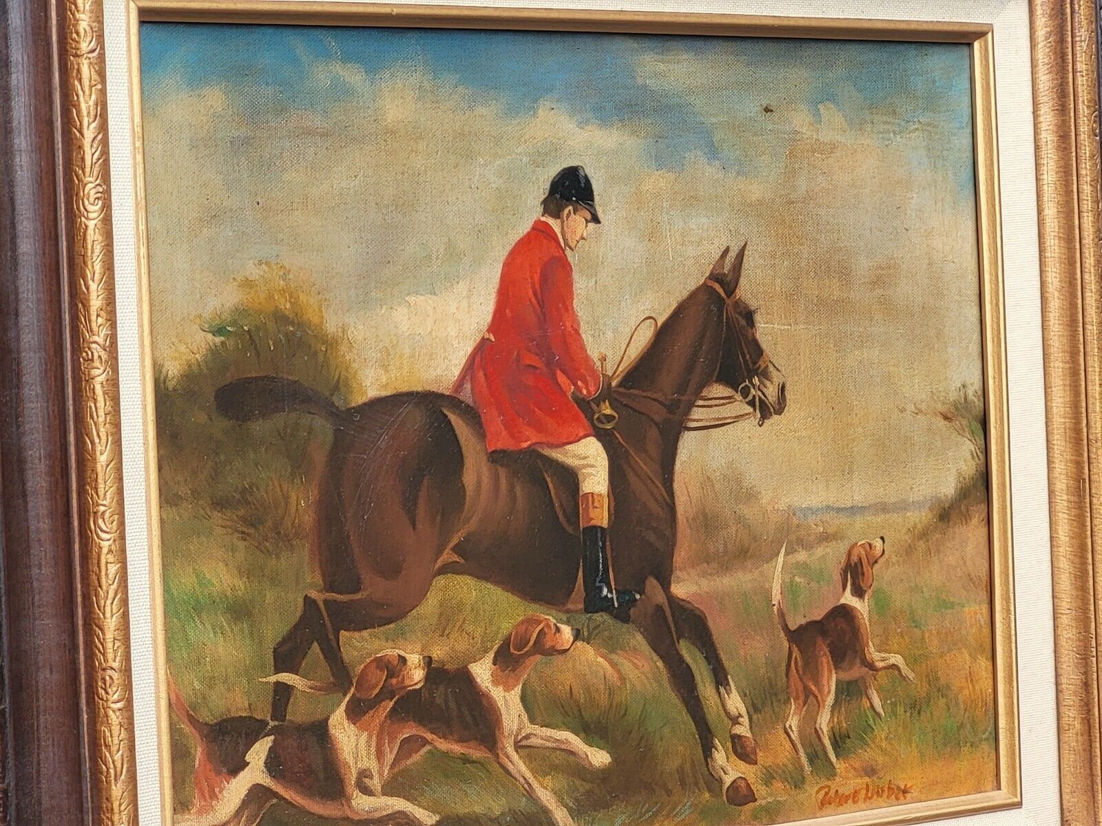 Oil painting signed Nubet "The Hunt"