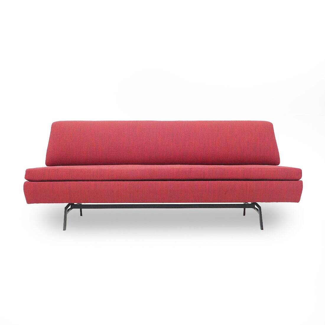 Red fabric sofa bed, 1960s
