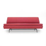 Red fabric sofa bed, 1960s
