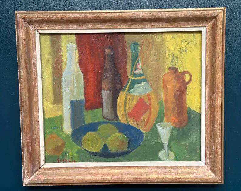 Original Swedish Oil on Panel – “Nature Morte” by Svän Grandin – Signed – Vintage & Framed