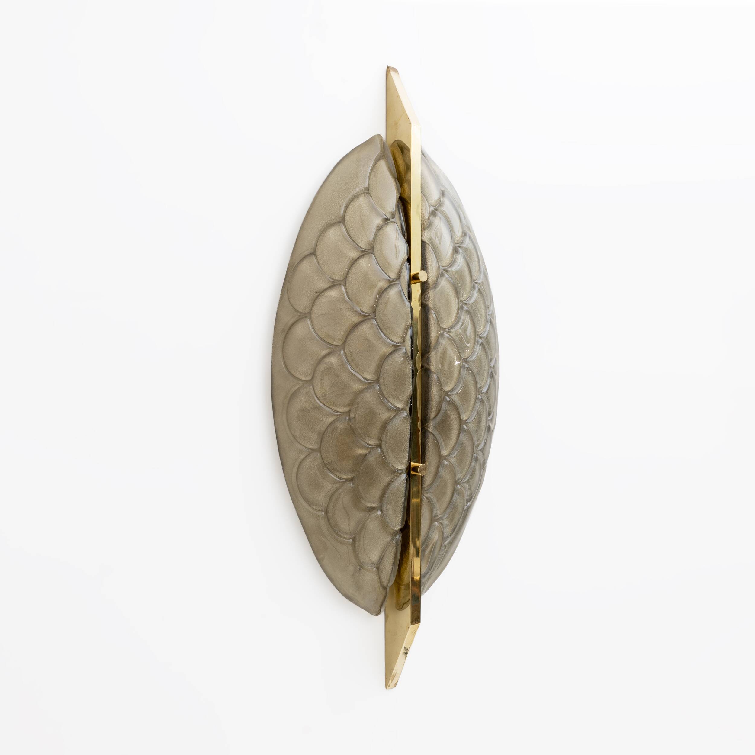 Pair of Modern Italian Murano Glass and Brass Sconces