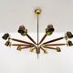 Grand lustre en laiton autrichien de style mid-century moderne par Rupert Nikoll