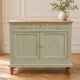 Antique art deco buffet in solid oak – pure lizard green & paint and natural wood – 121 cm