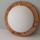 Vintage ceiling lamp, glass and faux bois de loupe, Spain 1970