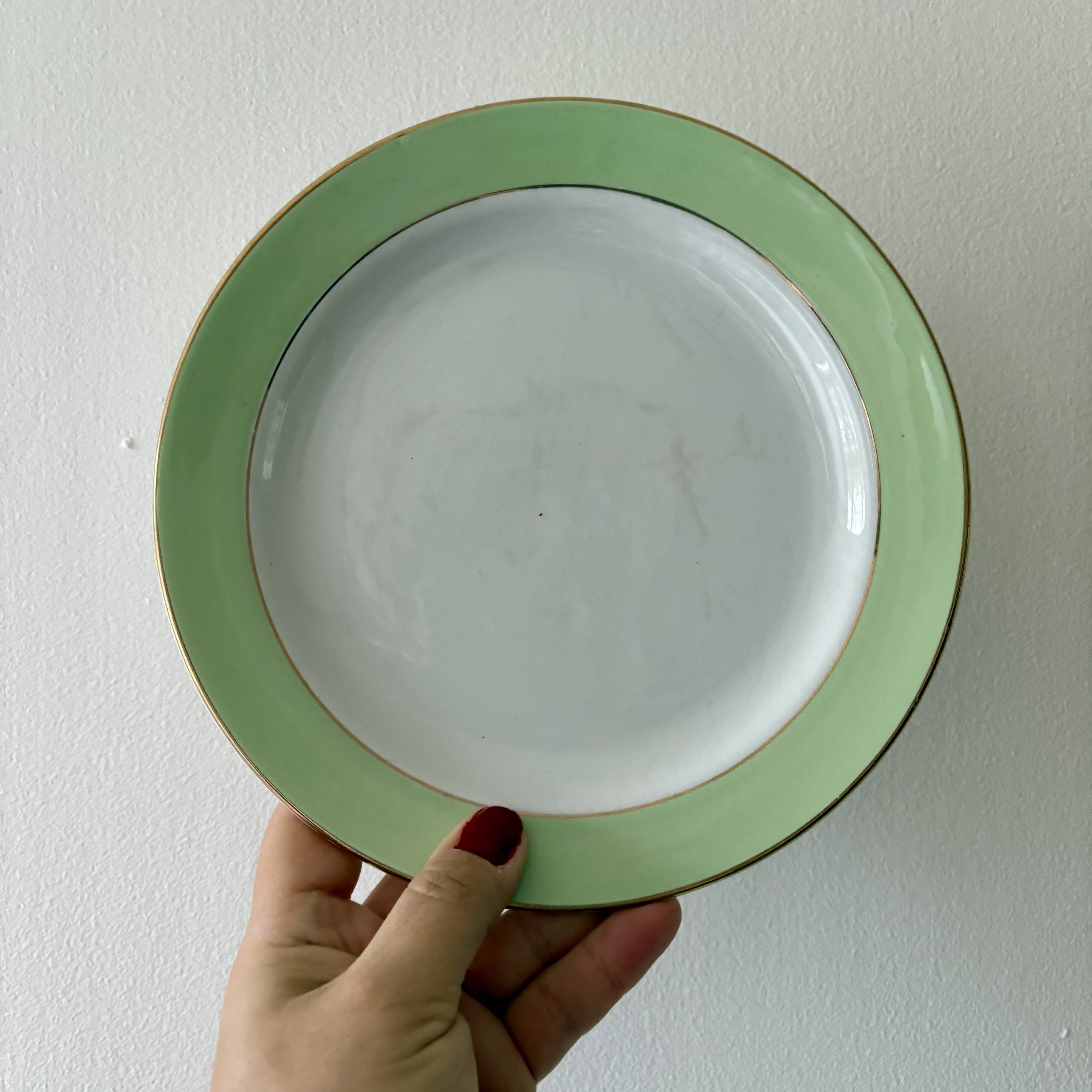 Set of 12 mint and gold dessert plates - L'amandinoise