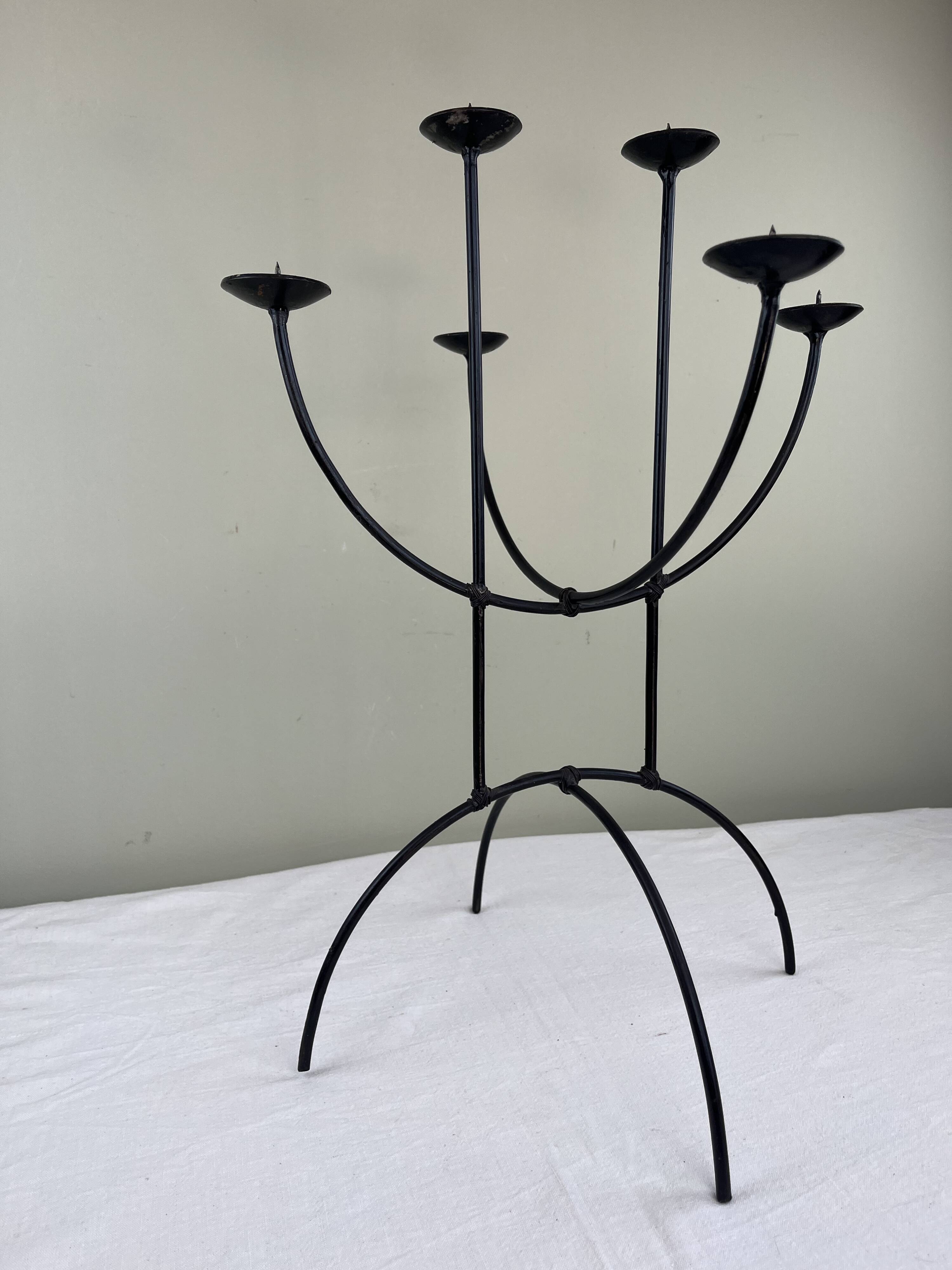 Sculptural chandelier in wrought iron