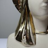 Bust of the Virgin with halo, glazed ceramic, vintage/antique craftsmanship