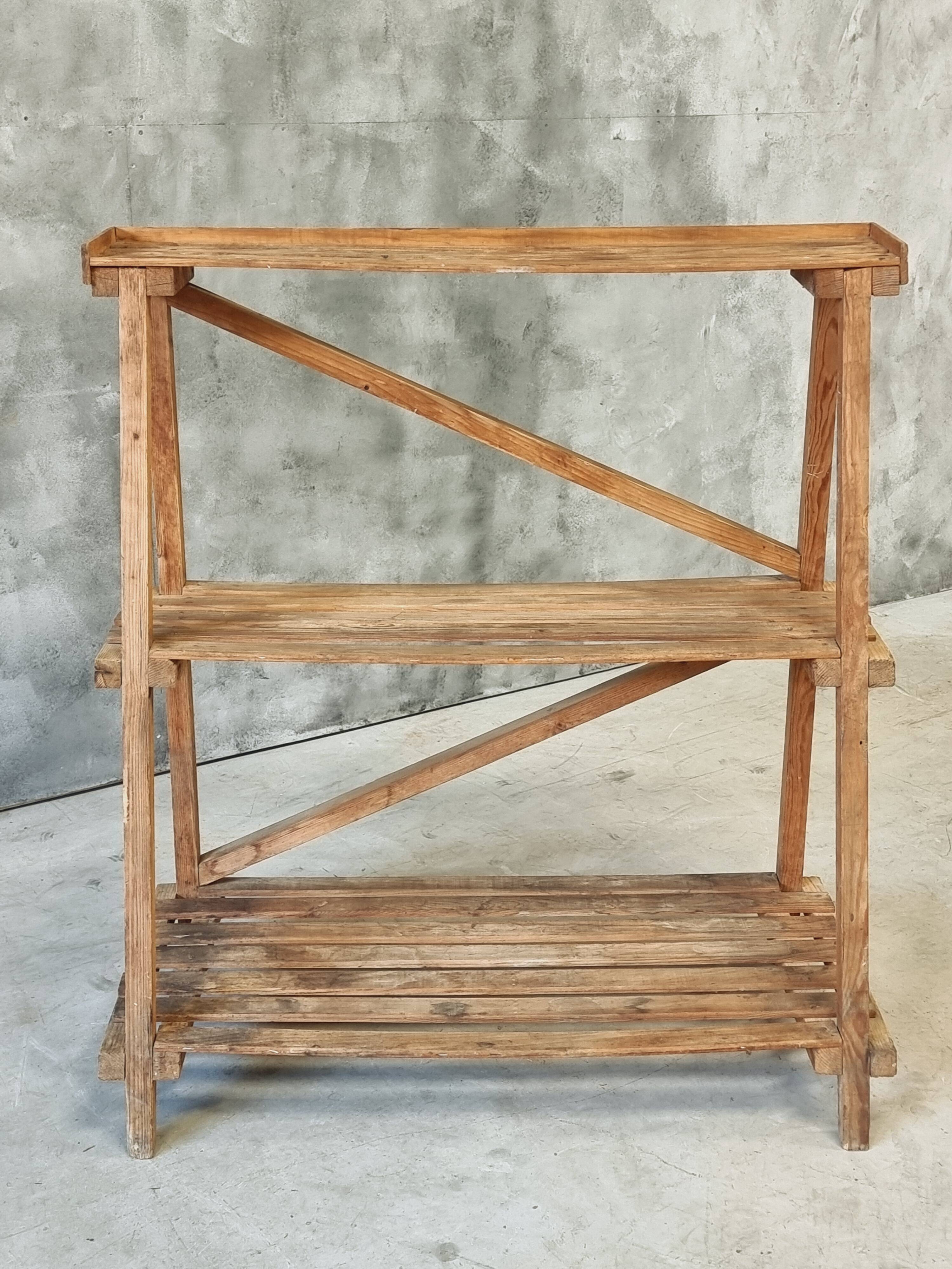Plant shelf made of old pine wood