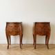Pair of antique Louis XV bedside tables in marquetry and marble.