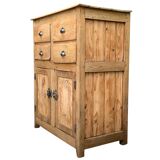 Parisian art deco sideboard in solid raw wood with pyrographed decorations, 1929
