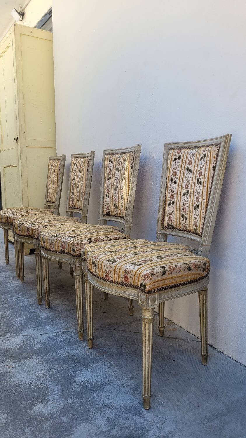 Series of 4 old Louis XVI style chairs