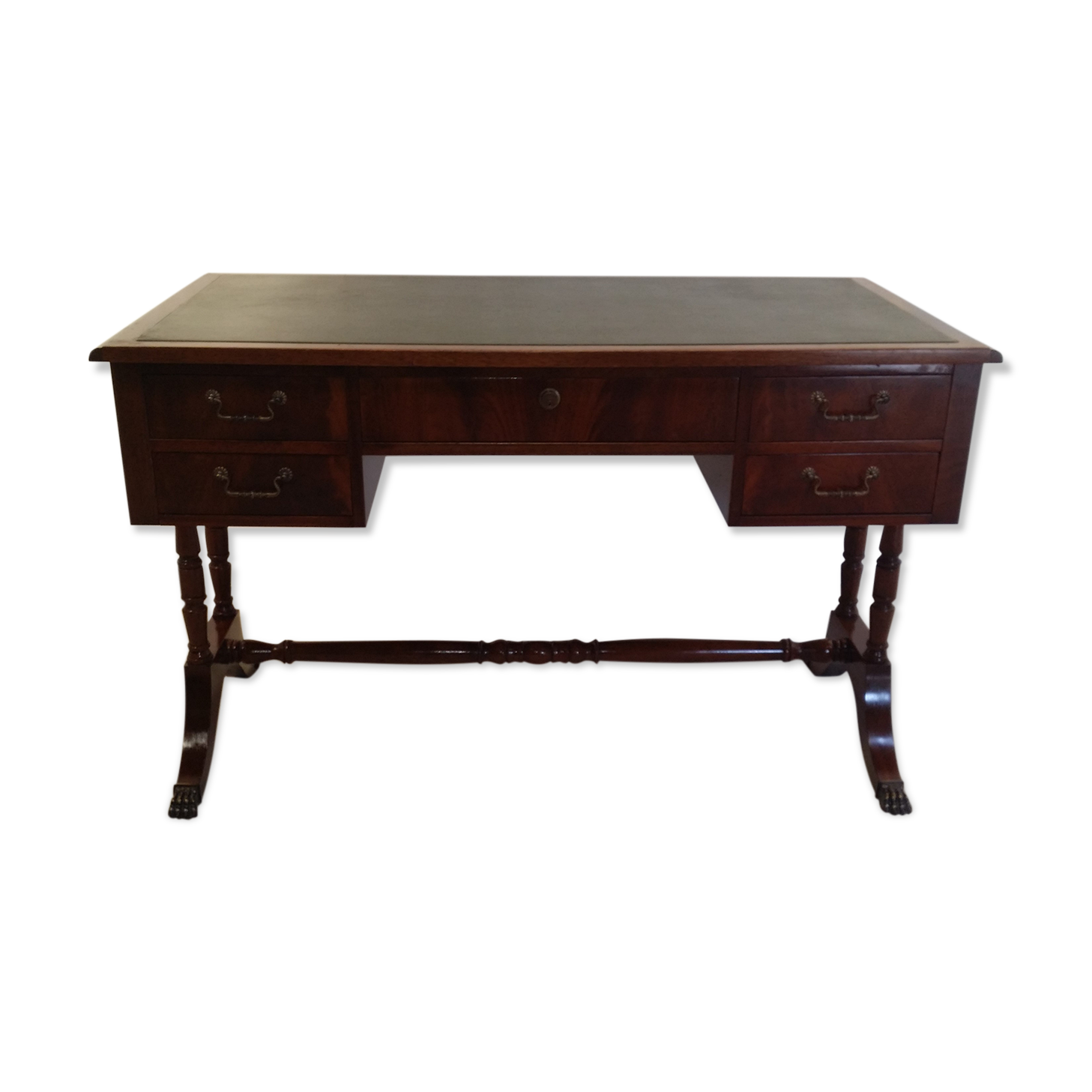 Bureau cuir anglais acajou