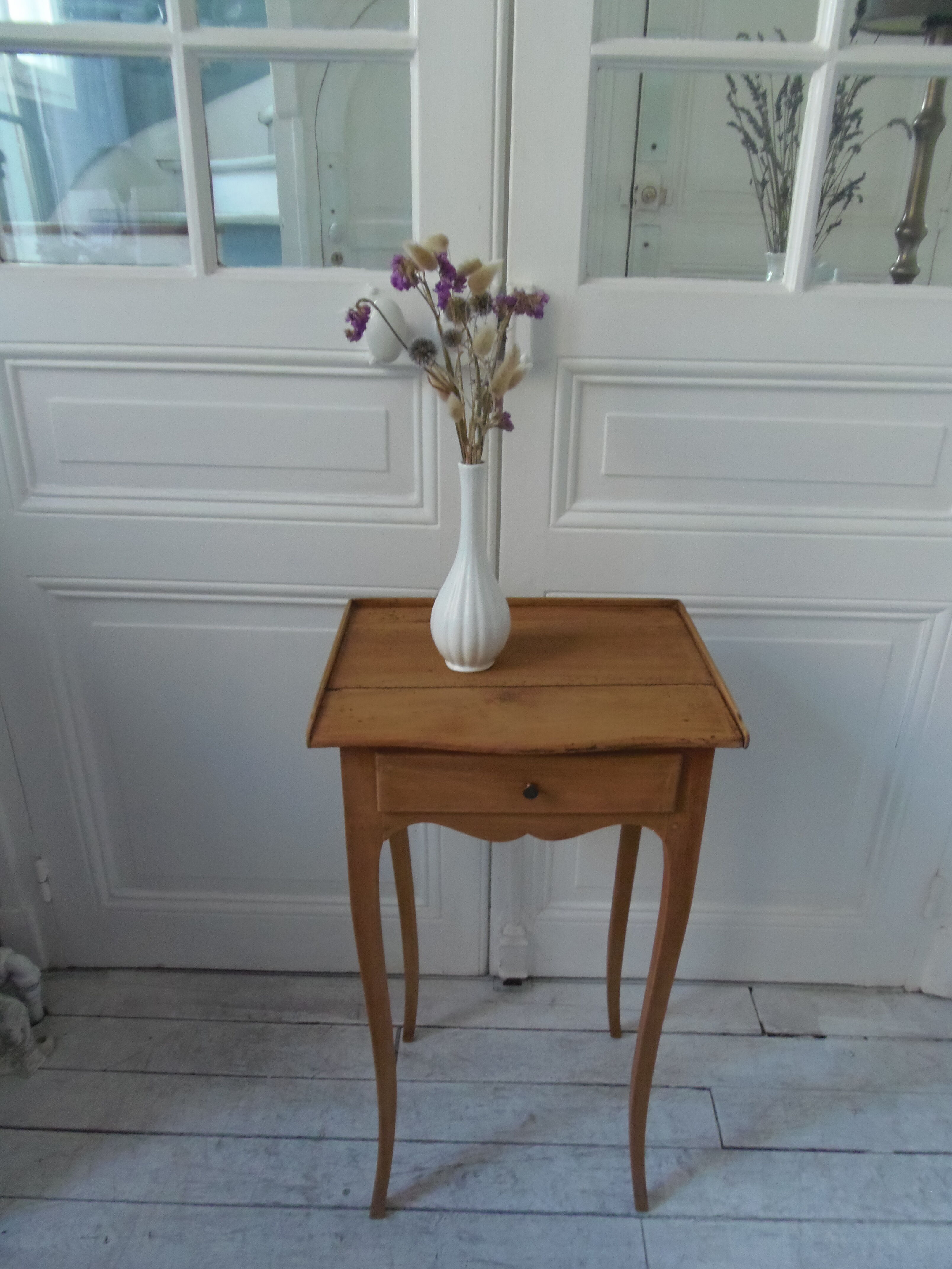 Bedside table from the 1900s, 1 drawer, waxed finish