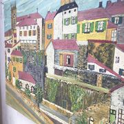 Oil on wood "city" Bernier