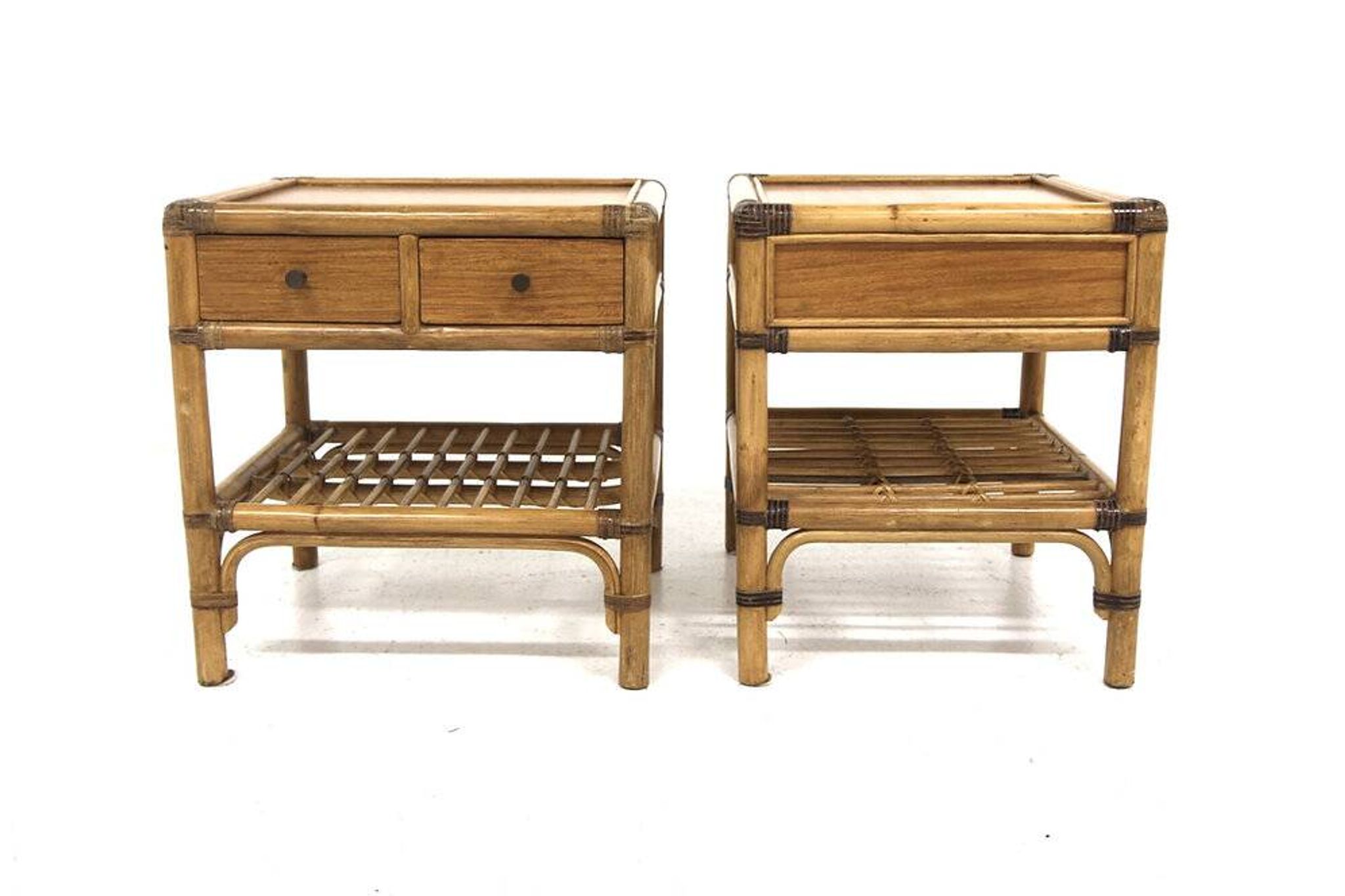Set of two rattan bedside tables, Kenneth Bergenblad, Dux, Sweden, 1960