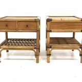 Set of two rattan bedside tables, Kenneth Bergenblad, Dux, Sweden, 1960
