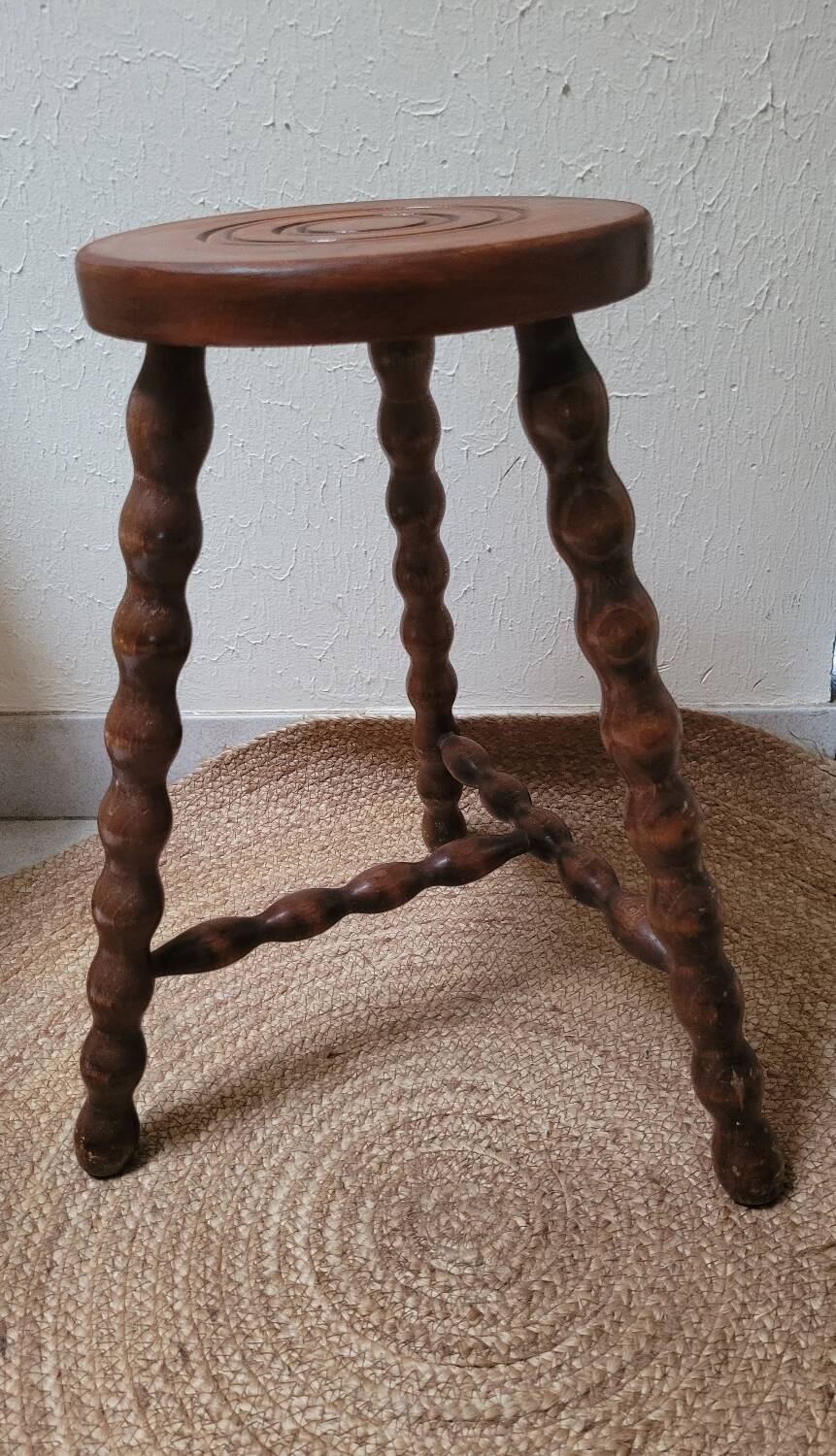 Tripod stool with turned legs