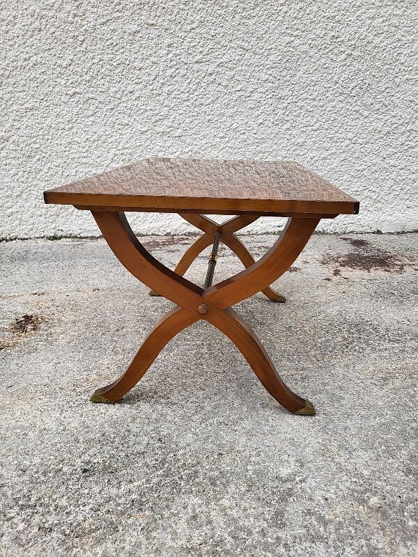 Table basse style bateau en acajou blond